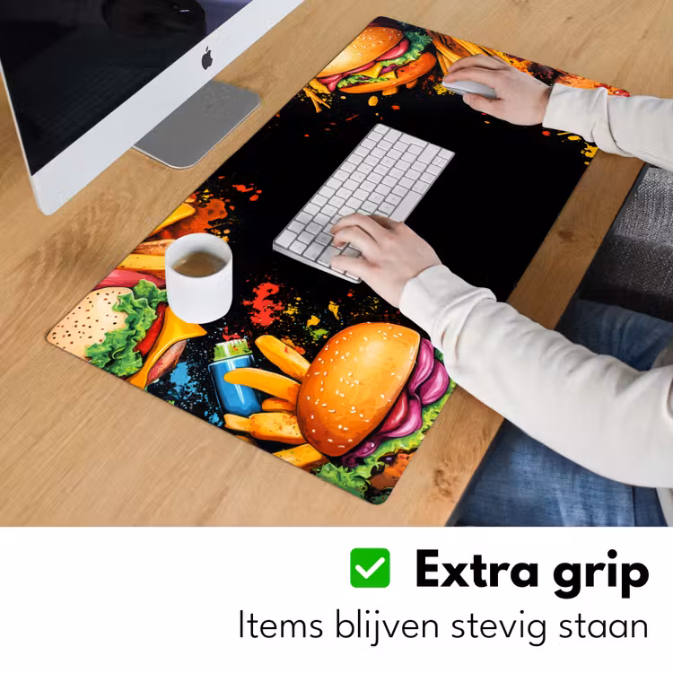 Fastfood - Graffiti - Hamburger - Eten - Modern Muismat XXL klein -sfeer3
