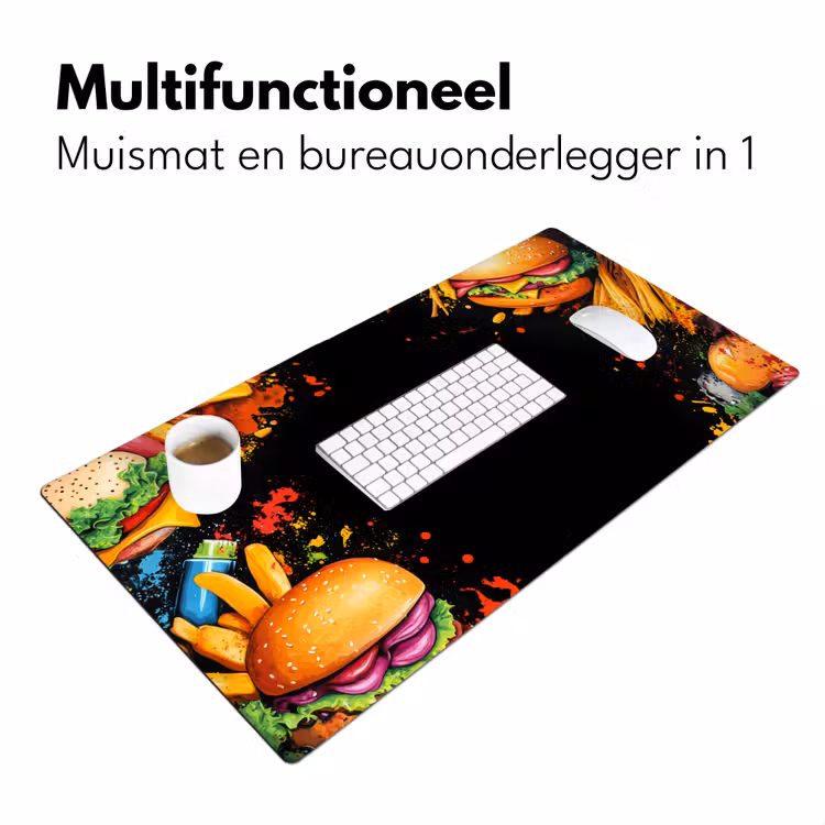 Fastfood - Graffiti - Hamburger - Eten - Modern Muismat XXL klein -sfeer4