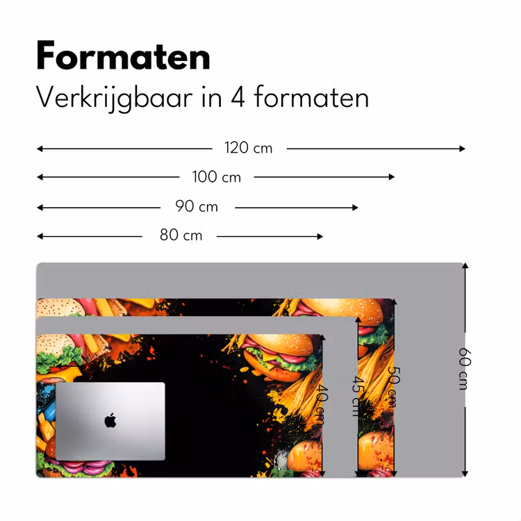Fastfood - Graffiti - Hamburger - Eten - Modern Muismat XXL klein -sfeer5