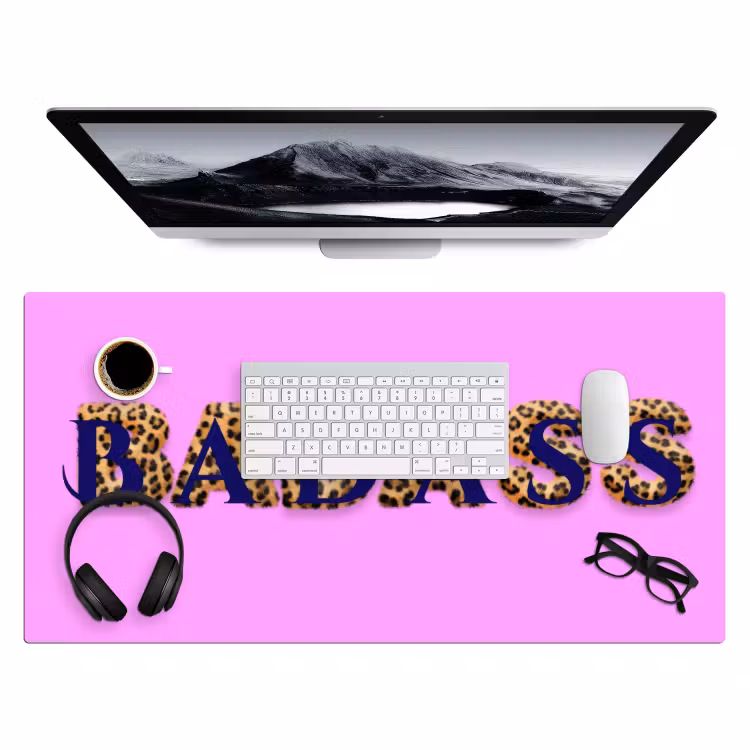 Felroze - Badass - Panterprint - Schaduw Muismat XXL klein -3d