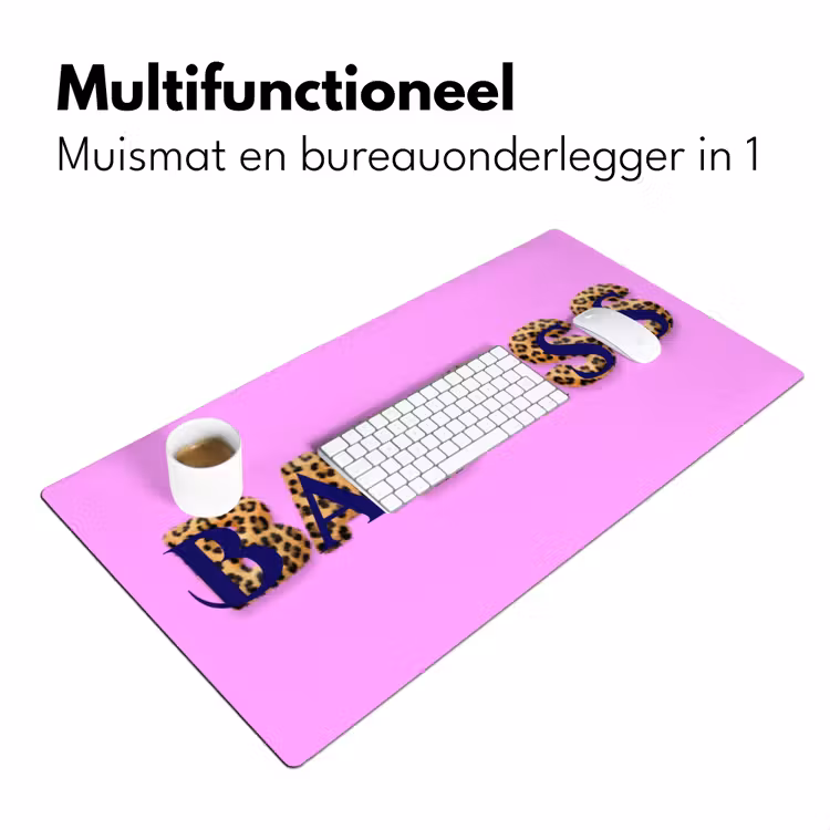 Felroze - Badass - Panterprint - Schaduw Muismat XXL klein -sfeer4