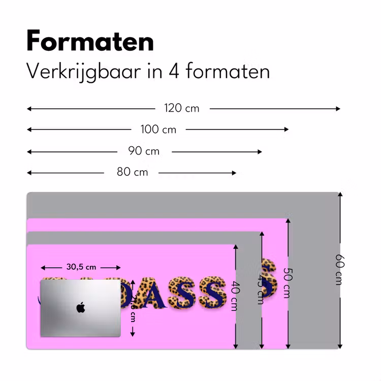 Felroze - Badass - Panterprint - Schaduw Muismat XXL klein -sfeer5