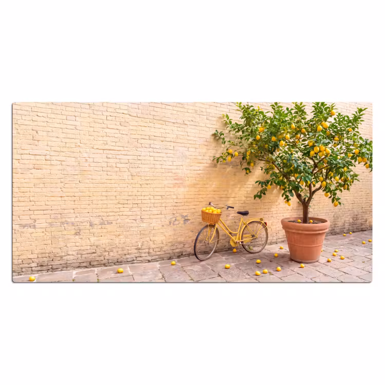 Fiets - Mand - Eten - Geel - Zomer Muismat XXL klein -3d_leeg