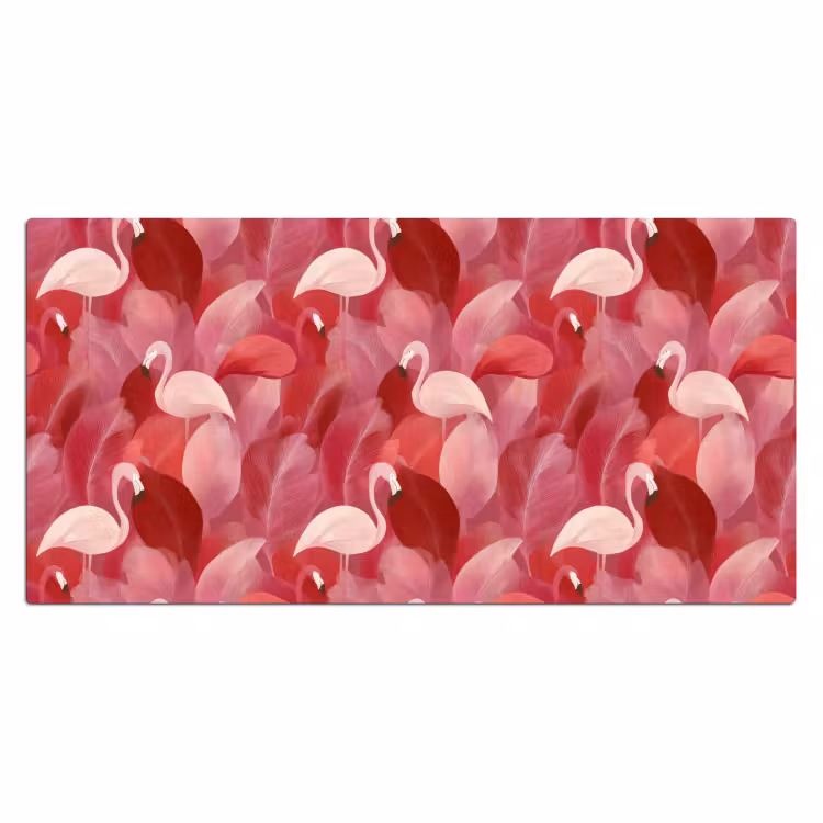 Flamingo - Botanisch - Elegant - Roze - Rood Muismat XXL klein 681 -3d_leeg
