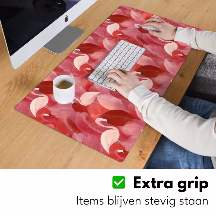 Flamingo - Botanisch - Elegant - Roze - Rood Muismat XXL klein 681 -sfeer3