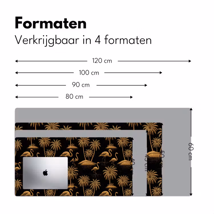 Flamingo - Palmbomen - Tropisch - Goud - Zwart Muismat XXL klein 681 -sfeer5