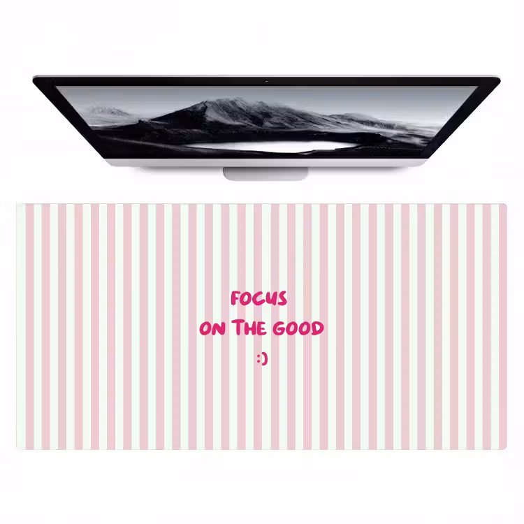 Focus on the good - Strepen - Roze - Smiley Muismat XXL klein -zzz3d