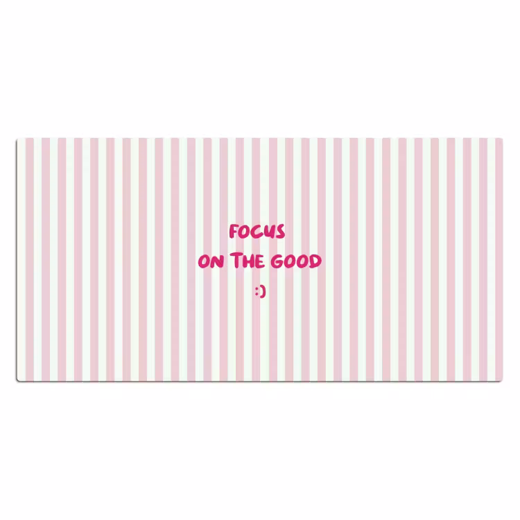 Focus on the good - Strepen - Roze - Smiley Muismat XXL klein -3d_leeg