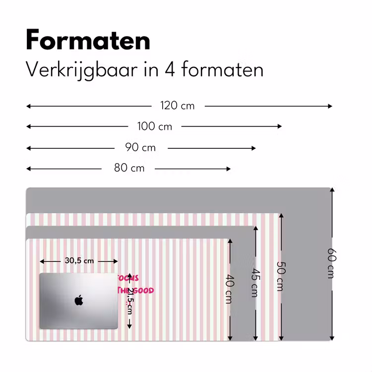 Focus on the good - Strepen - Roze - Smiley Muismat XXL klein -sfeer5