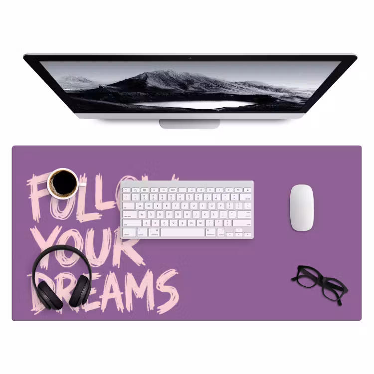 Follow your dreams - Paars - Penseeltextuur Muismat XXL klein -3d
