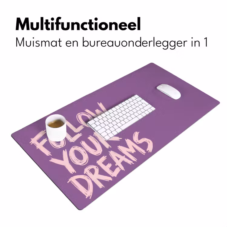 Follow your dreams - Paars - Penseeltextuur Muismat XXL klein -sfeer4