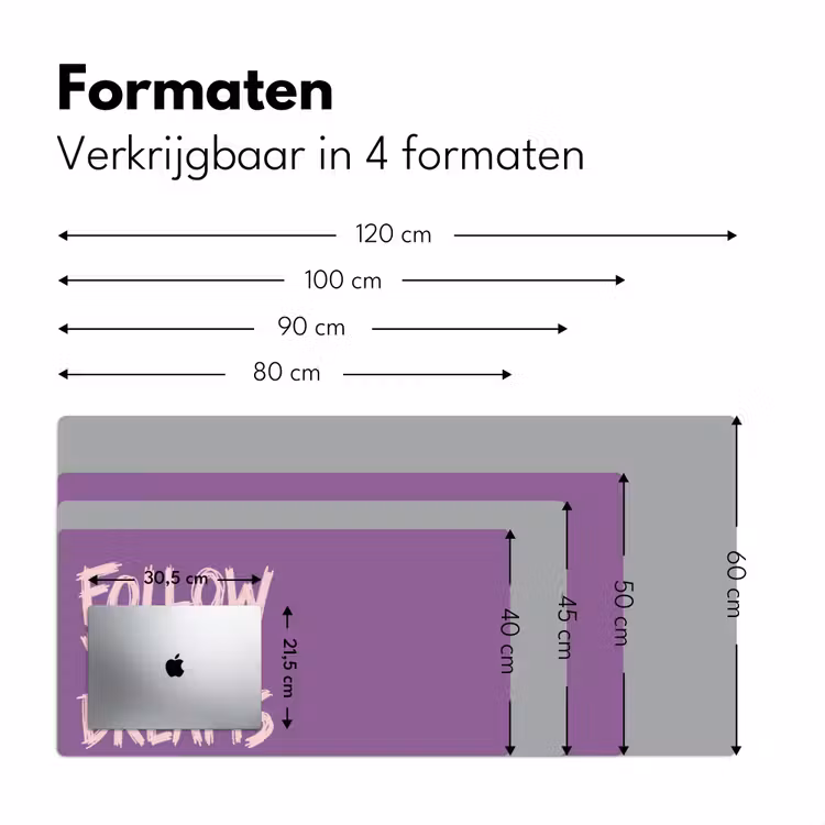 Follow your dreams - Paars - Penseeltextuur Muismat XXL klein -sfeer5