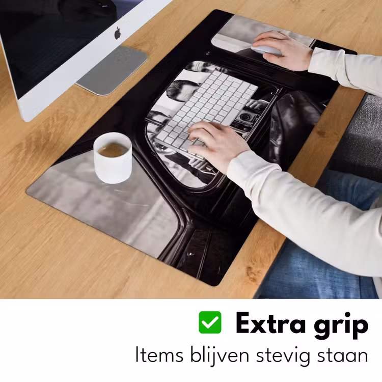 Fotograaf - Camera - Vintage - Journalistiek - Zwart-wit Muismat XXL klein -sfeer3