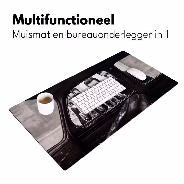 Fotograaf - Camera - Vintage - Journalistiek - Zwart-wit Muismat XXL klein -sfeer4