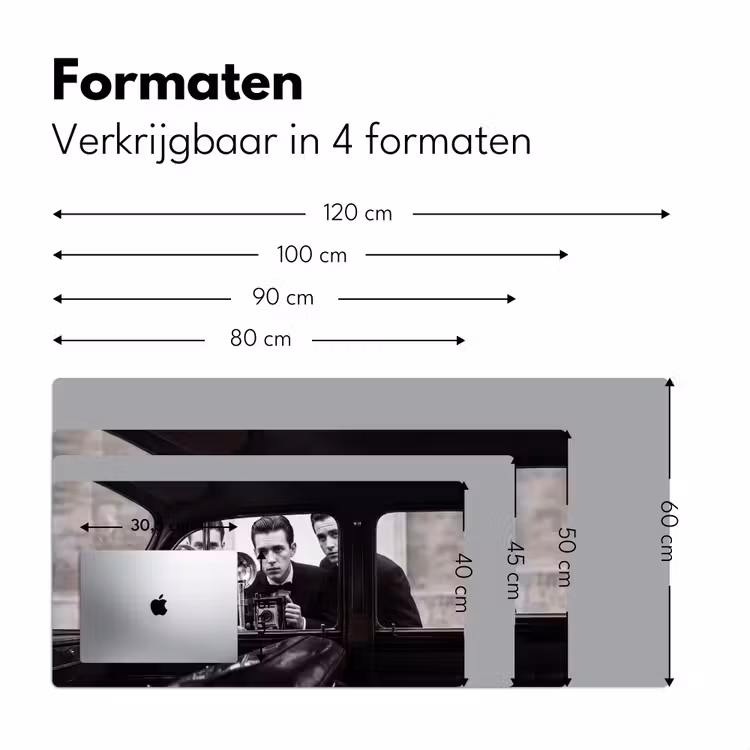 Fotograaf - Camera - Vintage - Journalistiek - Zwart-wit Muismat XXL klein -sfeer5