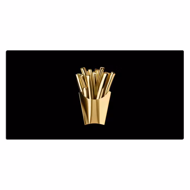 Friet - Goud - Chrome - Eten Muismat XXL klein -3d_leeg