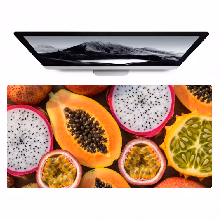 Fruit - Geopend - Tropisch - Eten - Kleurrijk Muismat XXL klein -zzz3d