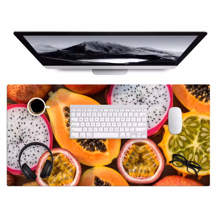 Fruit - Geopend - Tropisch - Eten - Kleurrijk Muismat XXL klein -3d