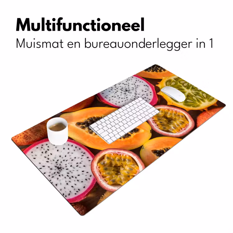 Fruit - Geopend - Tropisch - Eten - Kleurrijk Muismat XXL klein -sfeer4