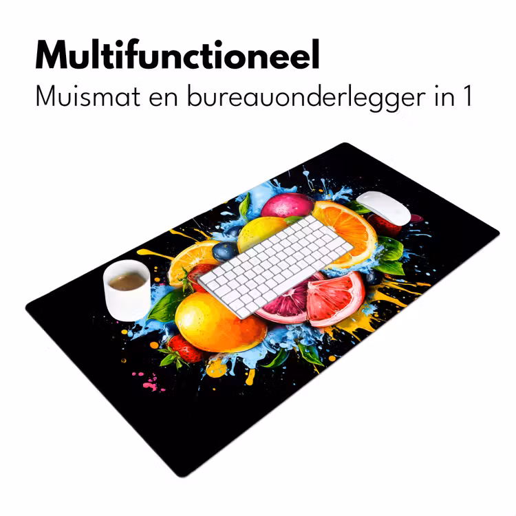 Fruit - Graffiti - Kleurrijk - Sinaasappel - Aardbei - Abstract Muismat XXL klein -sfeer4
