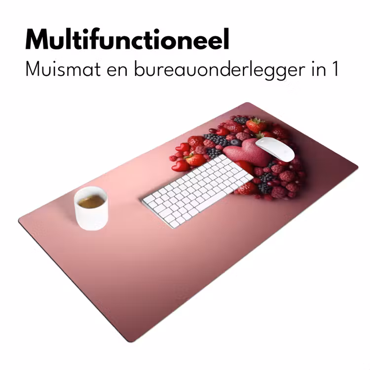 Fruit - Hartjes - Aardbeien - Frambozen - Bosbessen Muismat XXL klein -sfeer4