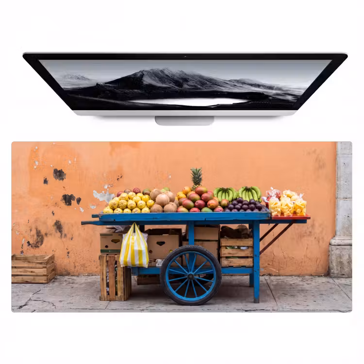 Bureau onderlegger - Fruit - Kar - Straat - Fruit - Kar - Straat Muismat XXL klein