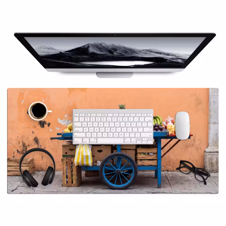Bureau onderlegger - Fruit - Kar - Straat - Fruit - Kar - Straat Muismat XXL klein
