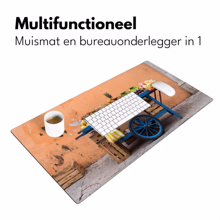 Bureau onderlegger - Fruit - Kar - Straat - Fruit - Kar - Straat Muismat XXL klein