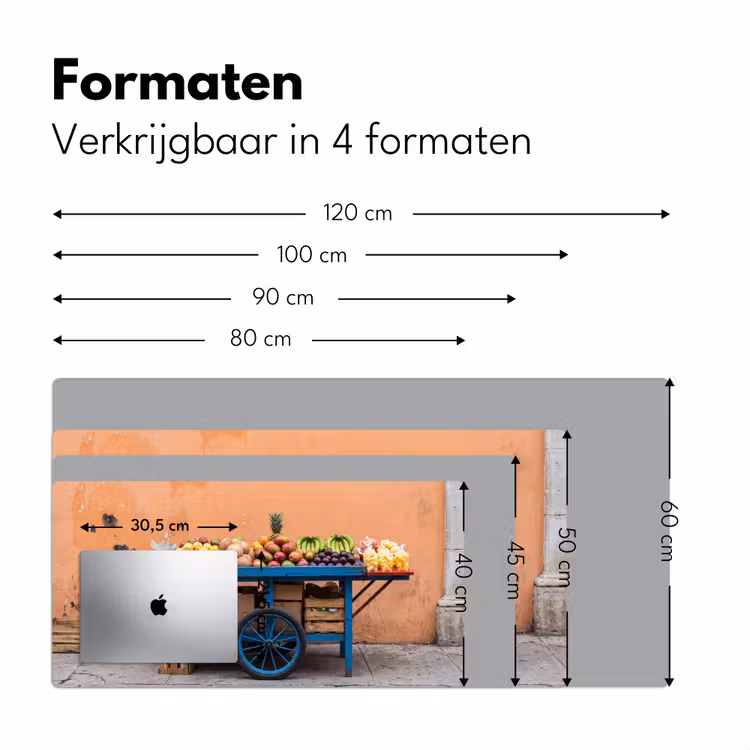 Bureau onderlegger - Fruit - Kar - Straat - Fruit - Kar - Straat Muismat XXL klein