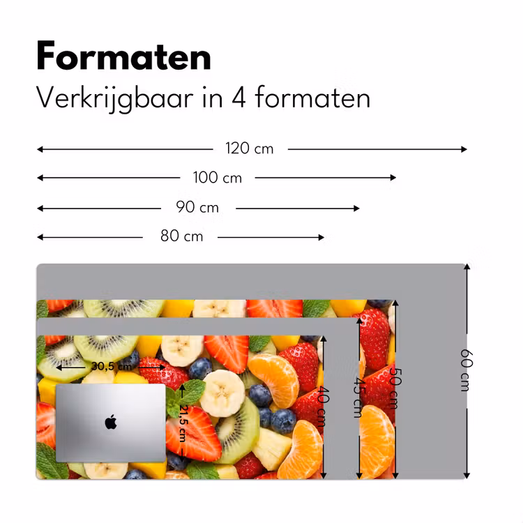 Fruit - Plakjes - Eten - Kleurrijk Muismat XXL klein -sfeer5