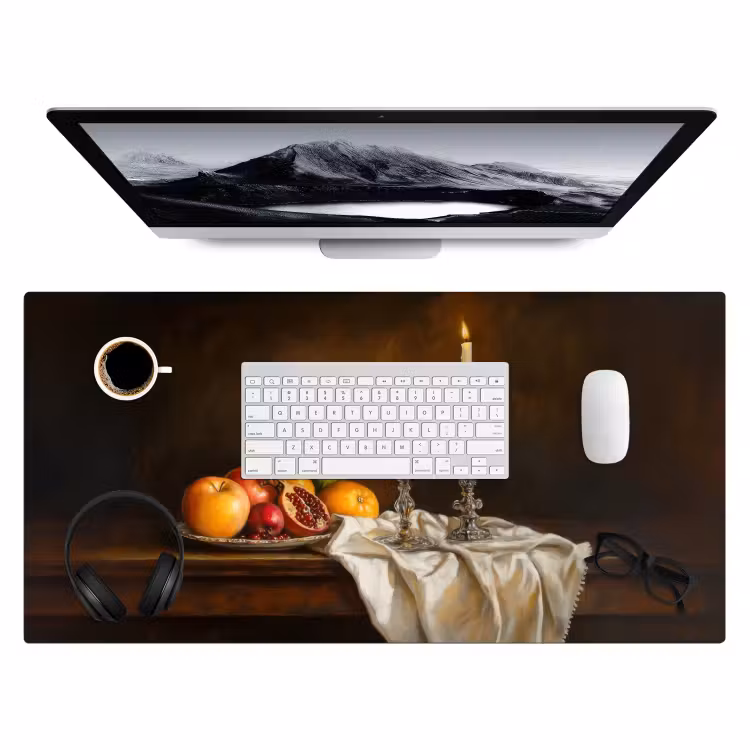 Fruit -  Stilleven - Wijn - Kaars Muismat XXL klein -3d