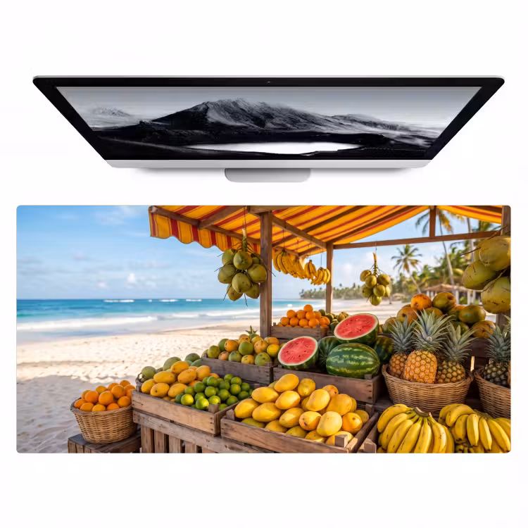 Bureau onderlegger - Fruit - Strand - Tropisch - Fruit - Strand - Tropisch Muismat XXL klein