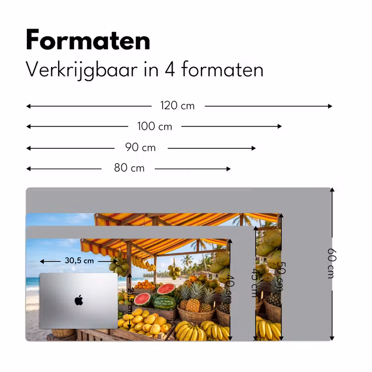 Bureau onderlegger - Fruit - Strand - Tropisch - Fruit - Strand - Tropisch Muismat XXL klein