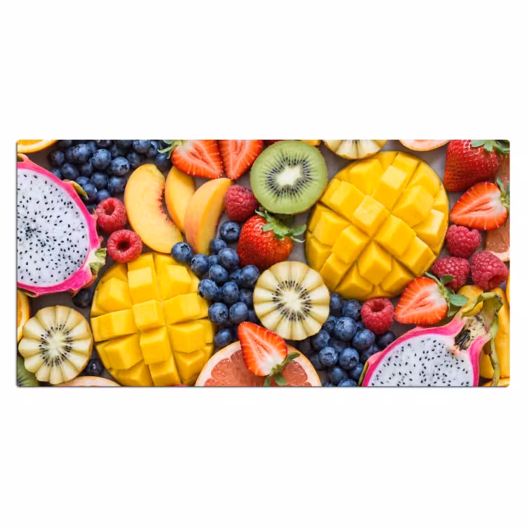 Fruit - Versneden - Kleurrijk - Eten - Gezond Muismat XXL klein -3d_leeg