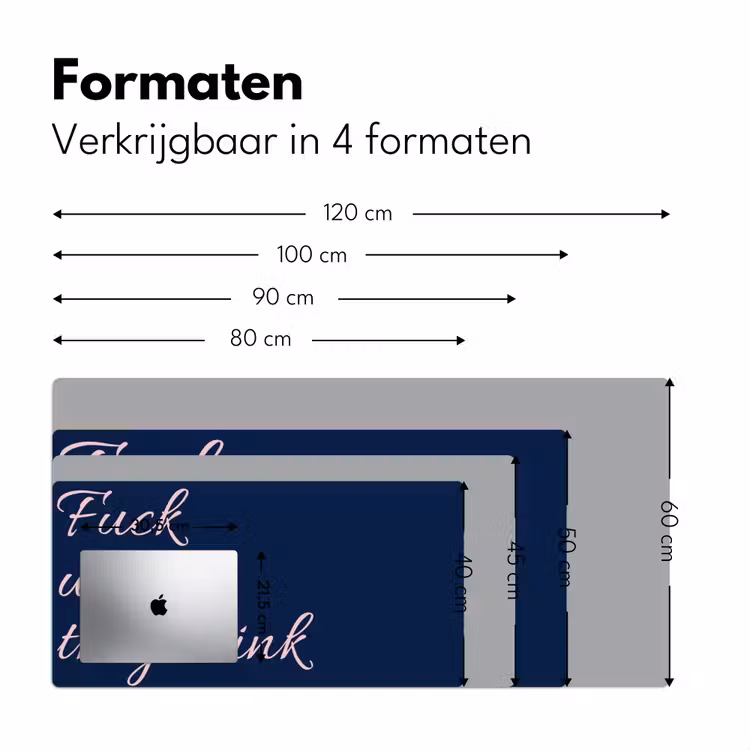 Fuck what they think - Blauw - Cursief Muismat XXL klein -sfeer5