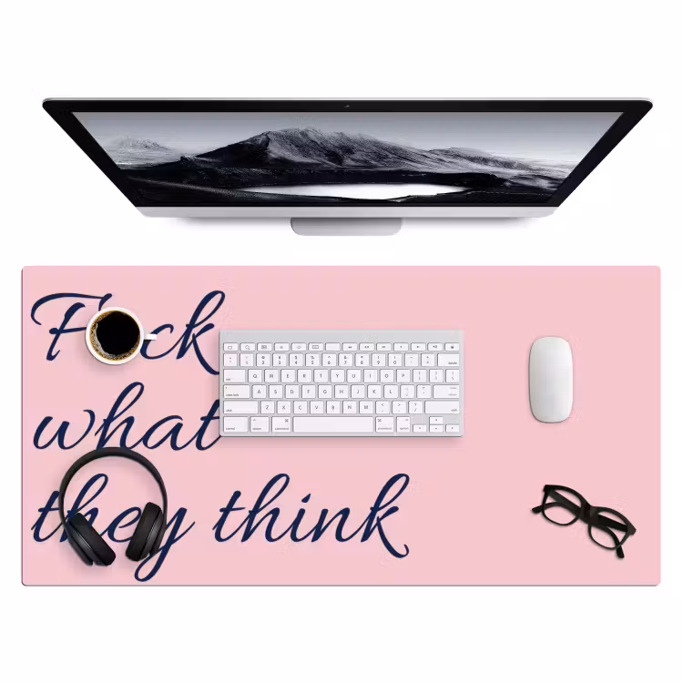 Fuck what they think - Roze - Minimalistisch Muismat XXL klein -3d
