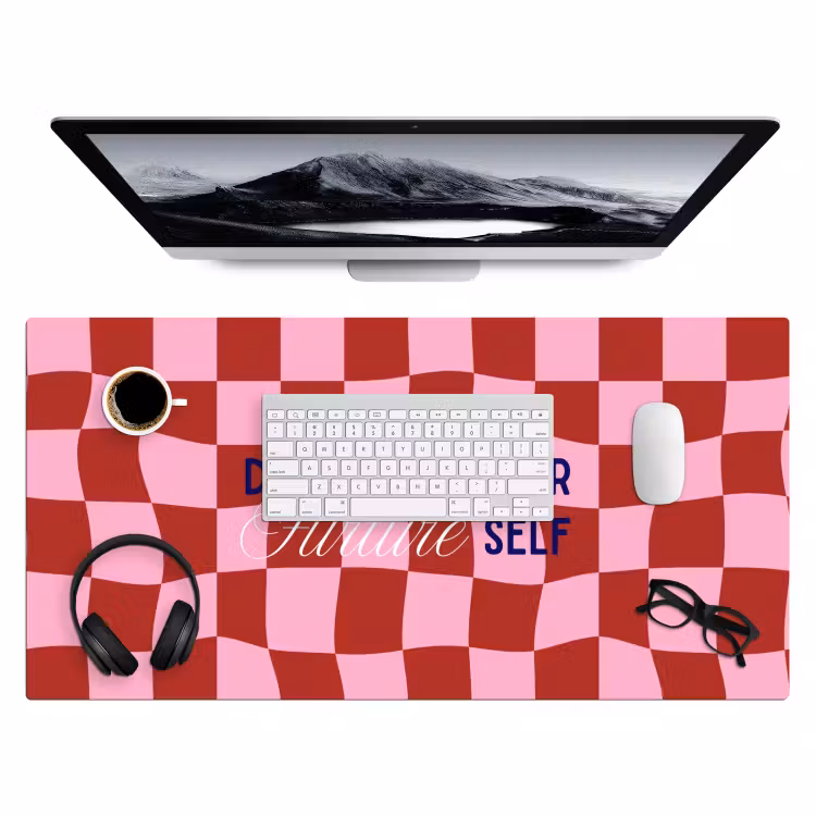 Furture - Geblokt - Rood Muismat XXL klein -3d