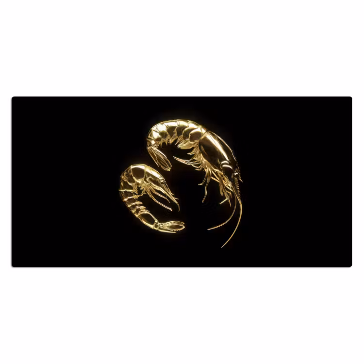 Garnalen - Zwart - Goud - Dieren Muismat XXL klein -3d_leeg