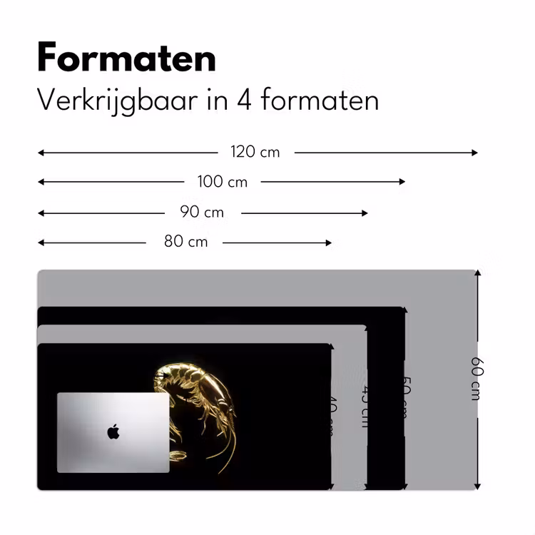 Garnalen - Zwart - Goud - Dieren Muismat XXL klein -sfeer5