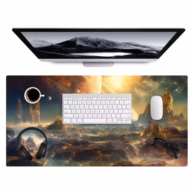 gebergte-planeet-ruimte-sterren Muismat XXL klein -3d