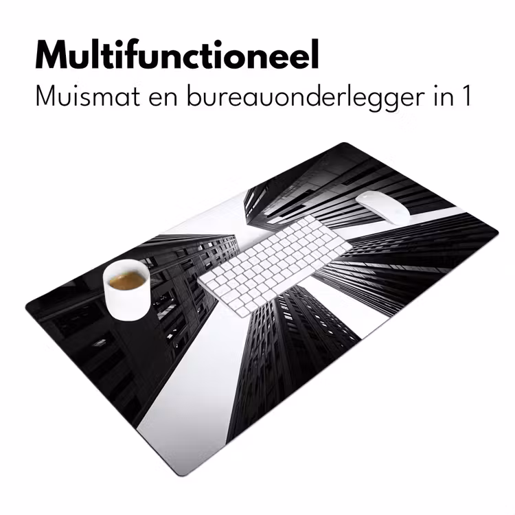 Gebouwen - Lucht - Zwart Muismat XXL klein -sfeer4