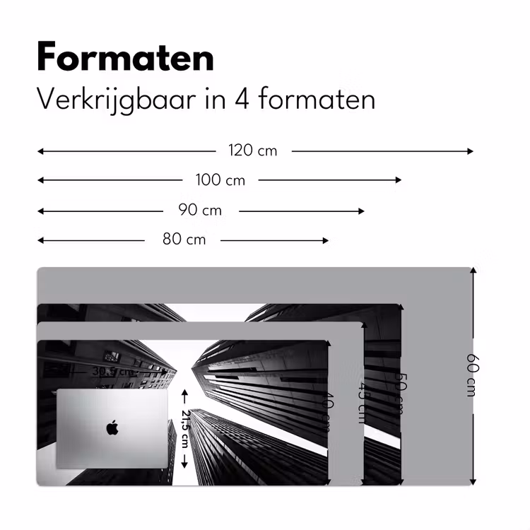 Gebouwen - Lucht - Zwart Muismat XXL klein -sfeer5