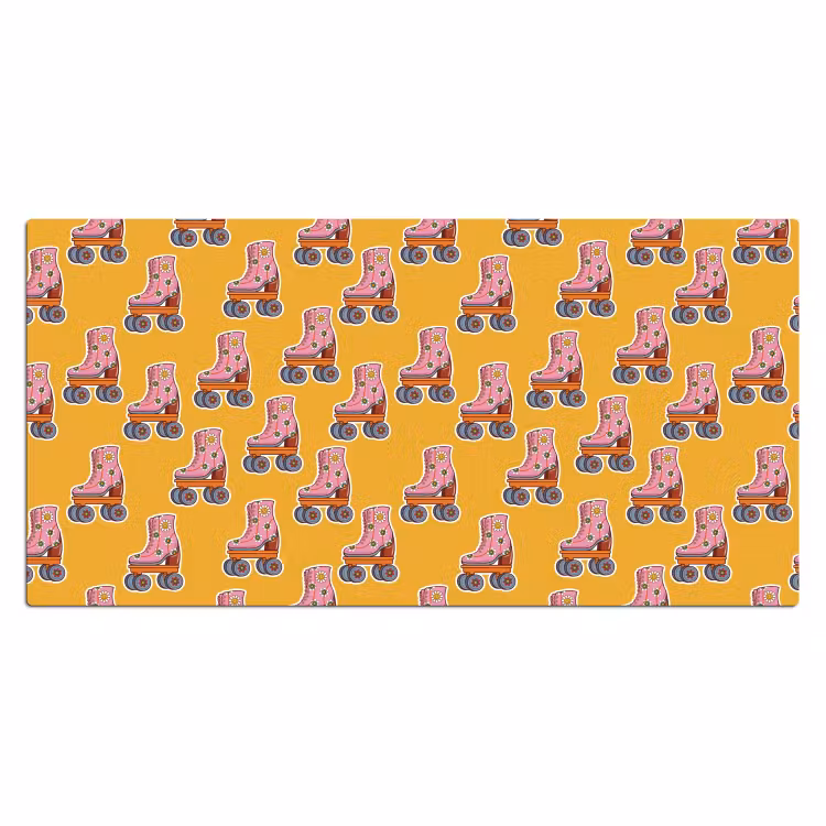 Geel - Rolschaatsen - Patroon Muismat XXL klein 681 -3d_leeg