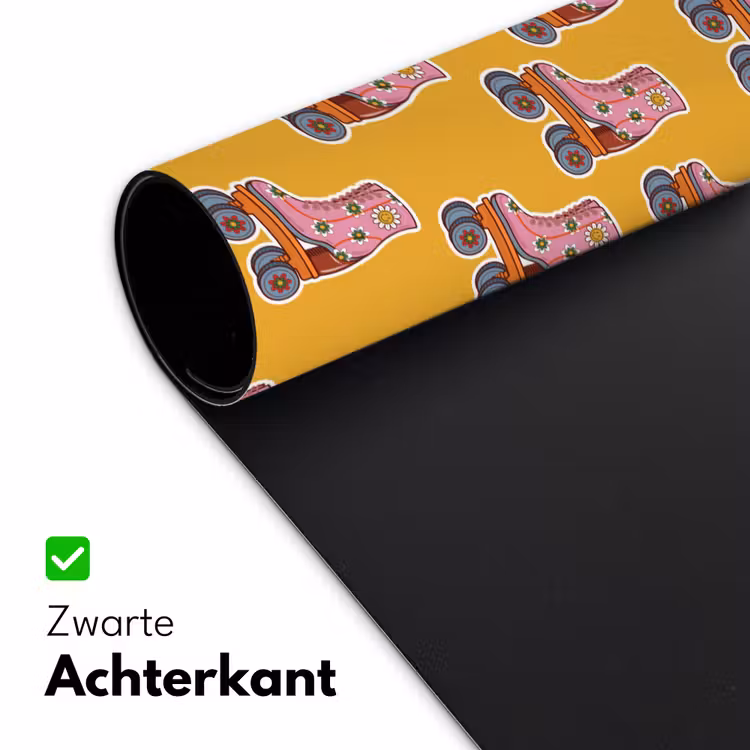 Geel - Rolschaatsen - Patroon Muismat XXL klein 681 -sfeer2