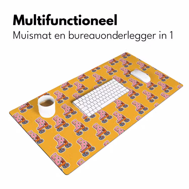 Geel - Rolschaatsen - Patroon Muismat XXL klein 681 -sfeer4