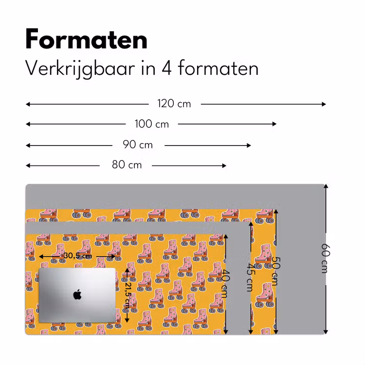 Geel - Rolschaatsen - Patroon Muismat XXL klein 681 -sfeer5