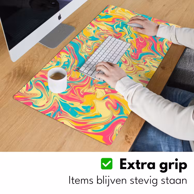 Geel - Roze - Blauw - Retro Muismat XXL klein -sfeer3