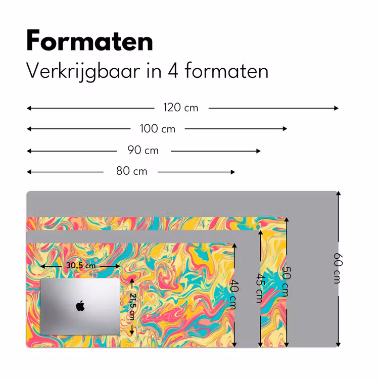 Geel - Roze - Blauw - Retro Muismat XXL klein -sfeer5