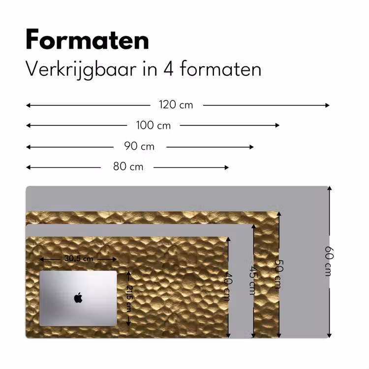 Gehamerd - Reliëf - Textuur - Bronsgoud Muismat XXL klein 681 -sfeer5
