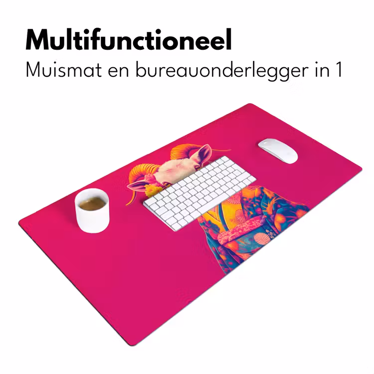 Geit - Hoorns - Kimono - Kleurrijk Muismat XXL klein -sfeer4